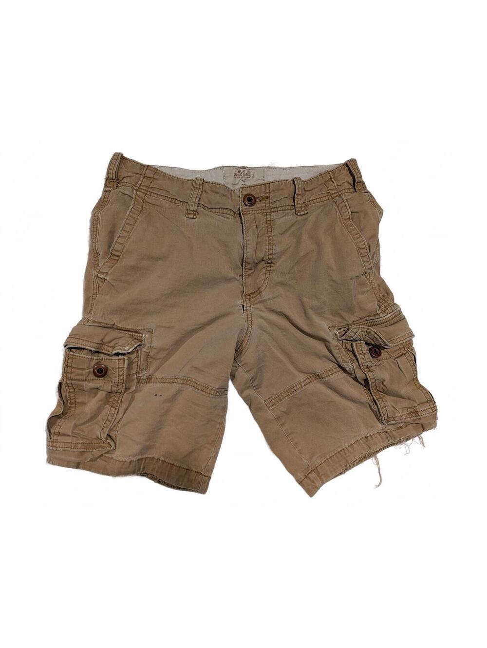 Hollister Classic CargoFit Khaki Tan Flex Cotton Cargo Shorts Mens 28